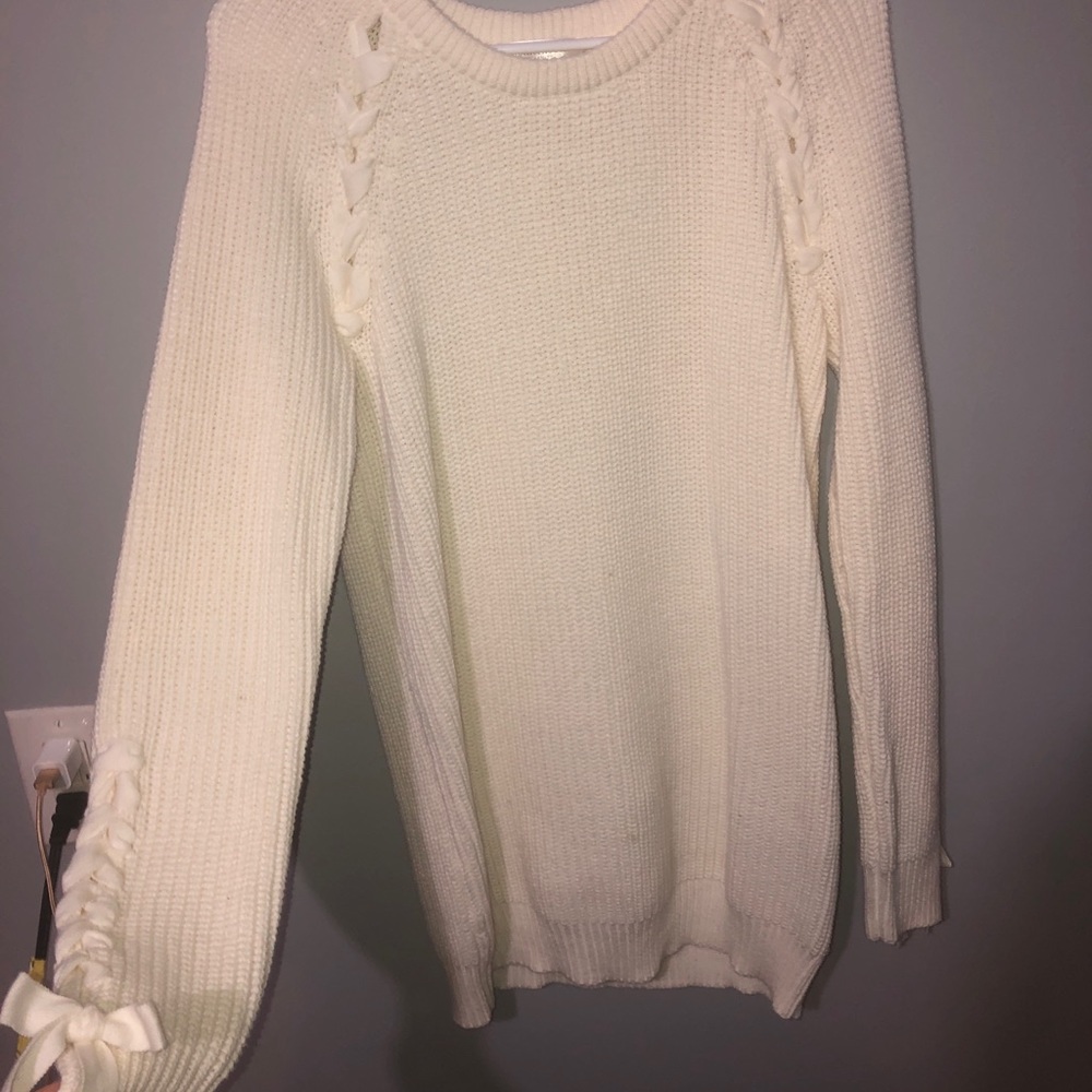PRIMP white tied long sweater